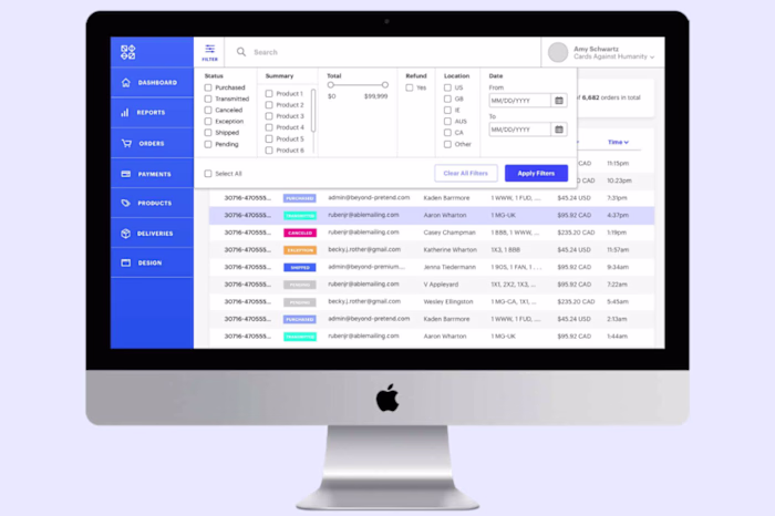 Blackbox Table UI Design