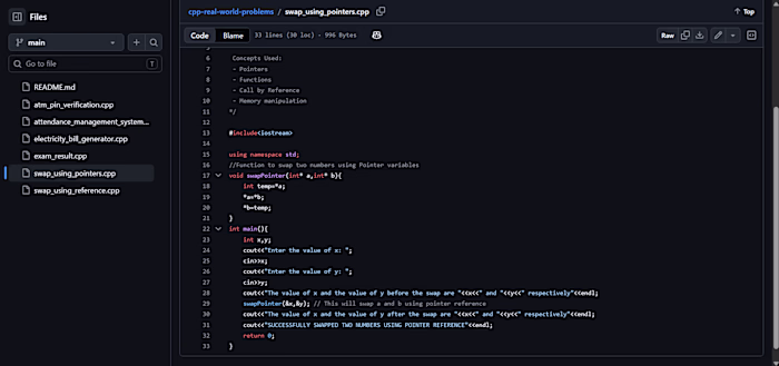 Swapping using pointers: A C++