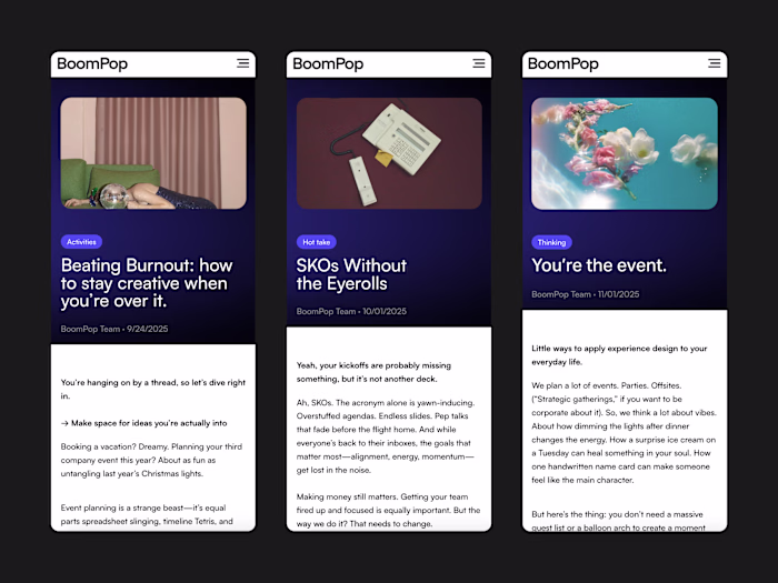 BoomPop: Blog + Editorial Content