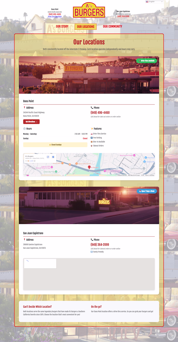 Redesign of A's Burgers website