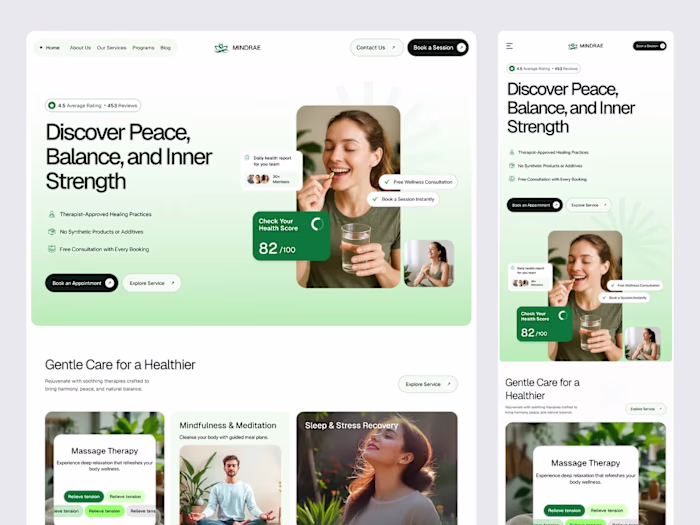 Modern wellness landing page