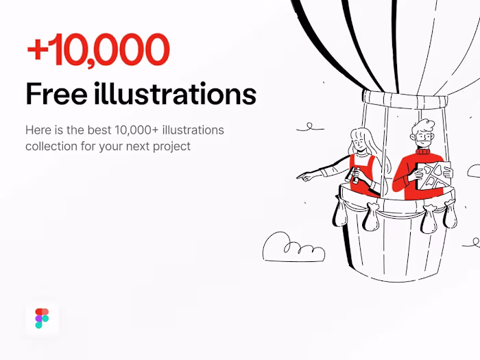 Free +10,000 Illustrations Set: Line Doodles for Figma
