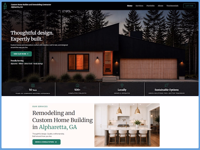 Greener Concepts - Custom Home Builder & Remodeling Website