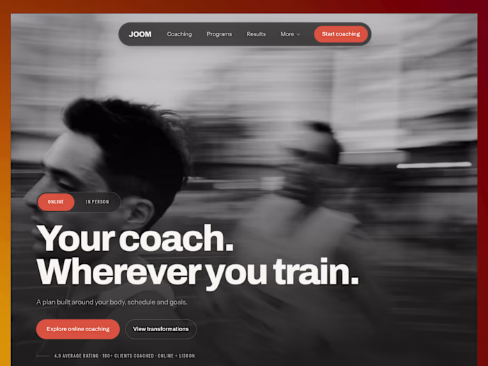 Joom · Fitness coaching Framer template