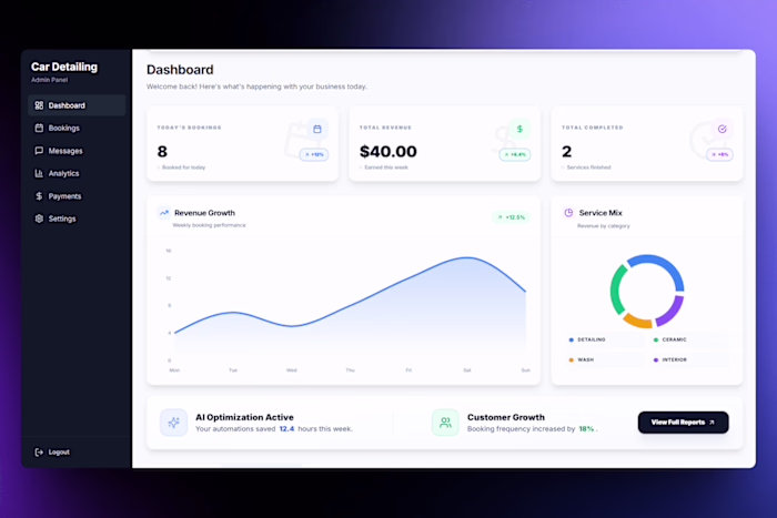 Car Detailing Booking Platform with Payments & WhatsApp Alerts