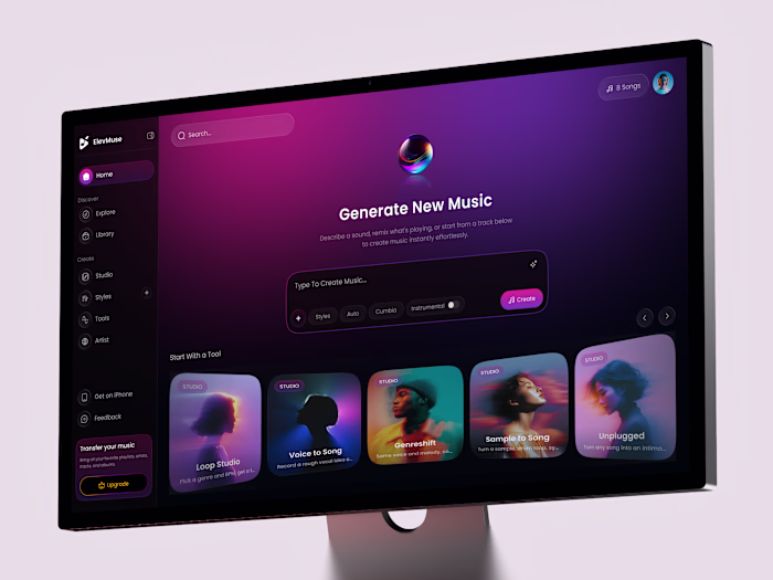 AI Music Generator Dashboard UI