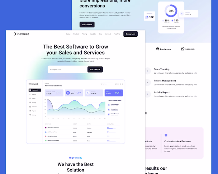 SaaS landing page (Finsweet)
