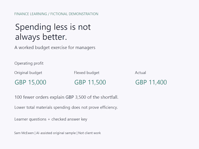 Budget Variance Learning Exercise — Fictional Sample