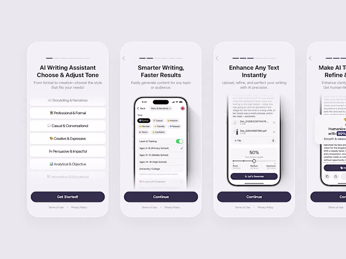 AI Writing Assistant App Onboarding