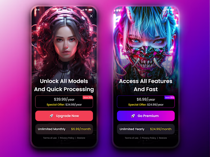Premium Subscription UI – Mobile App Screen