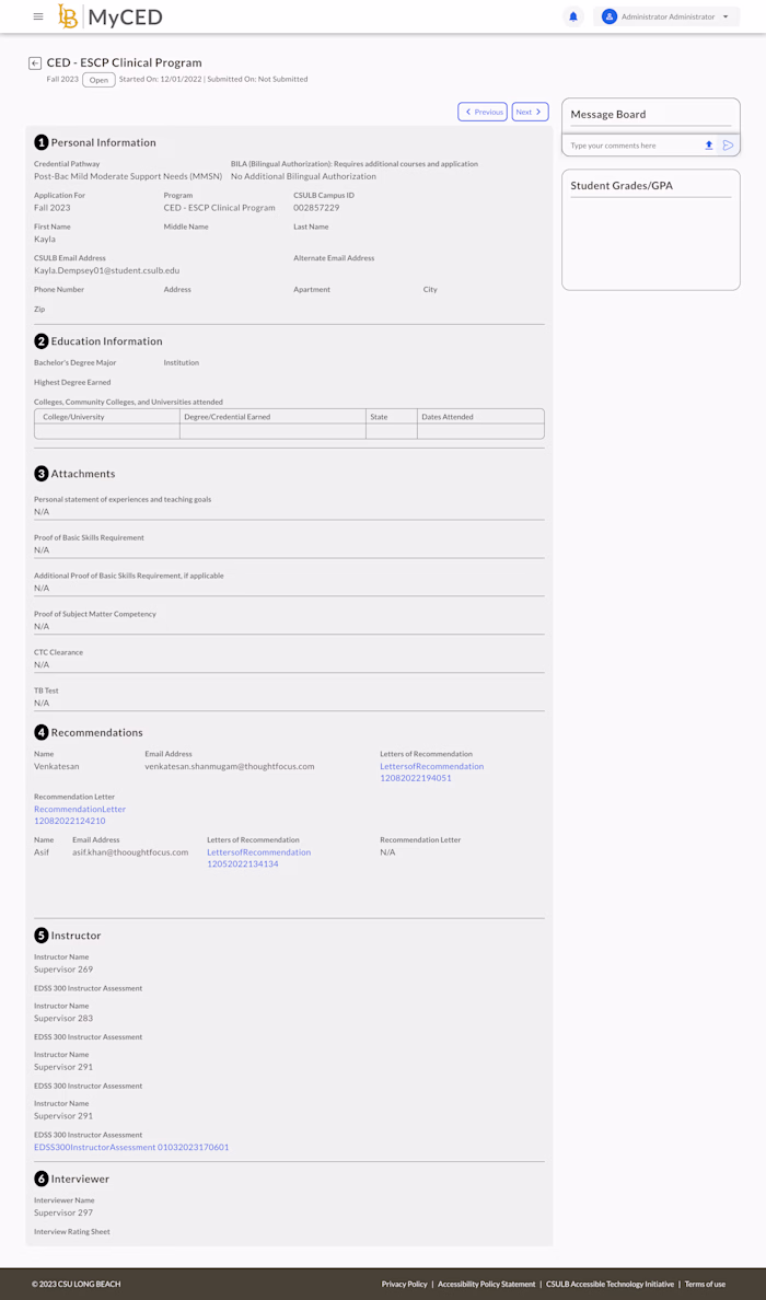 California University Application Management