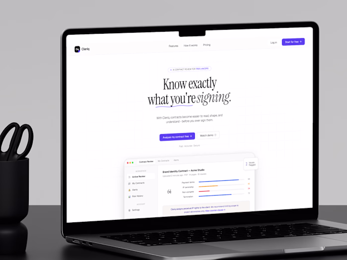 Cleriq | Contracts, without the chaos fOR FREELANCERS