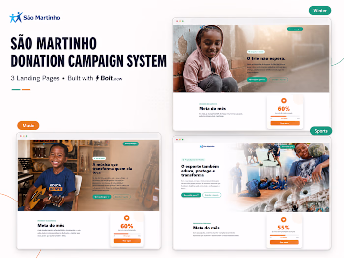 Donation Campaign Landing Page System for São Martinho