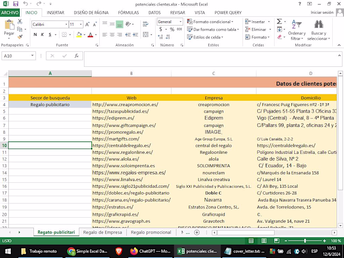 Web Research and Client Database for Promotional Products