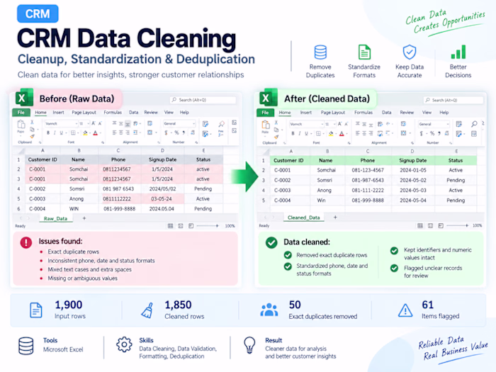CRM Data Cleaning — Before & After
