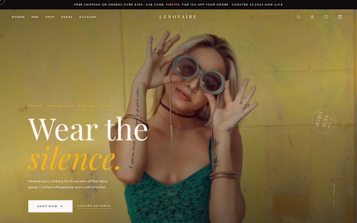 Lunovaire — e-commerce from storefront to admin
