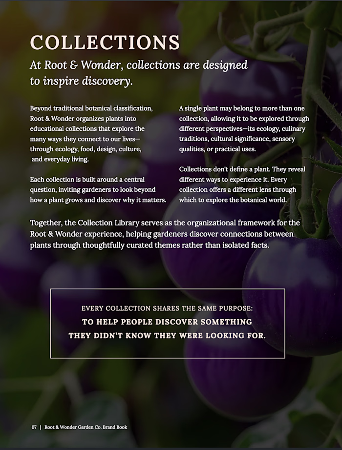 Root & Wonder Garden Co. Brand Book Layout Page
