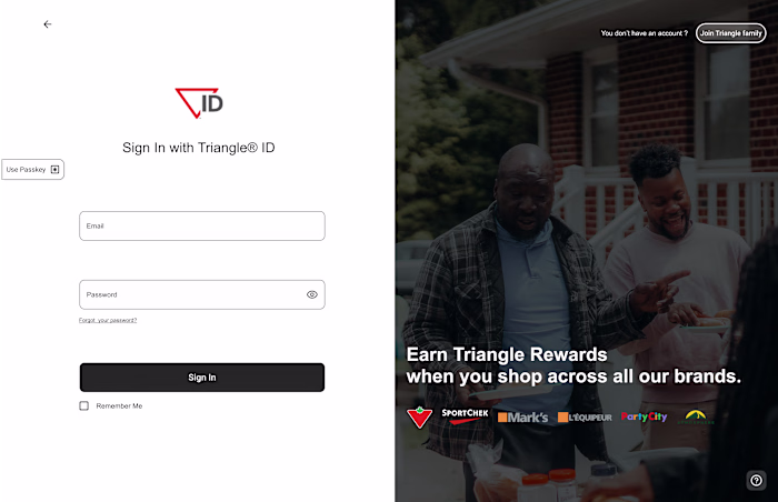 Canadian Tire Login Experience Redesign