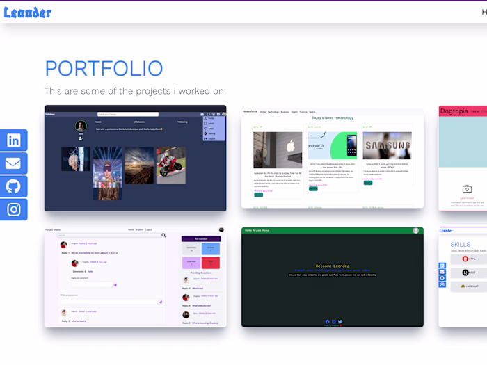 Leander’s Portfolio website
