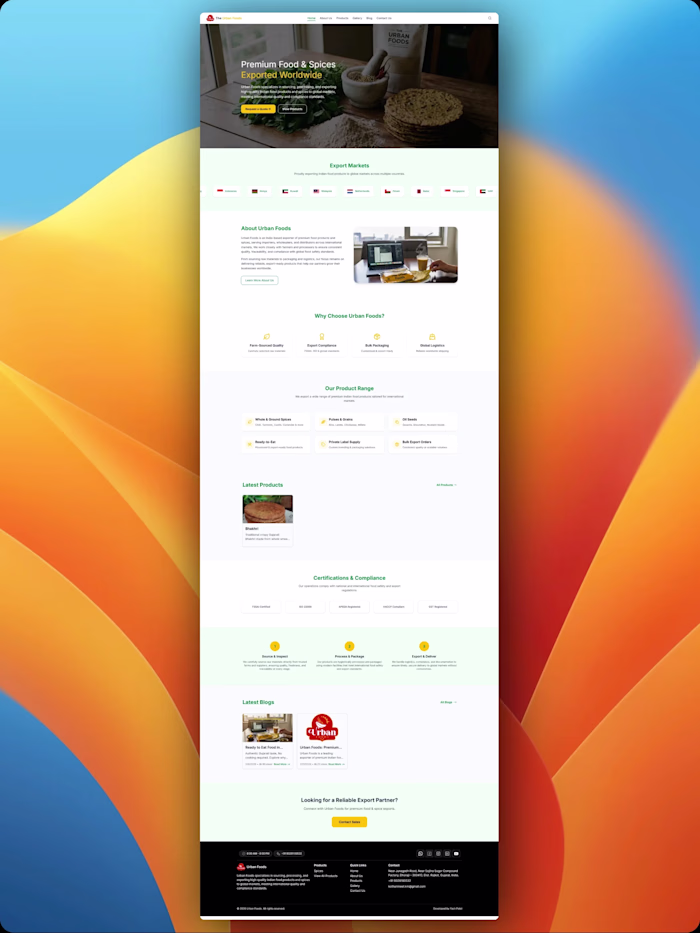 recently developed website for Urban