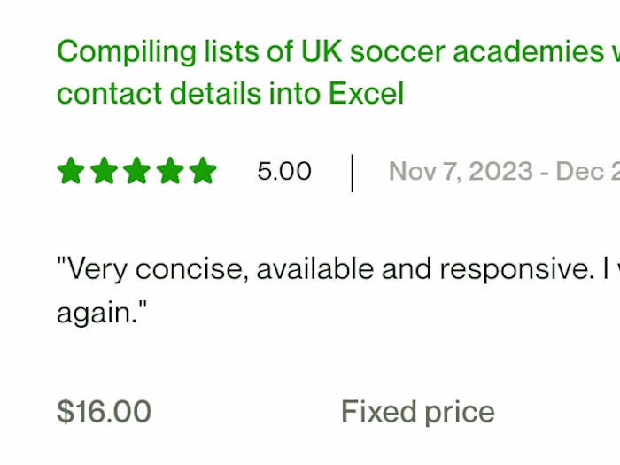 Compiling lists of UK soccer academies with website and contact 