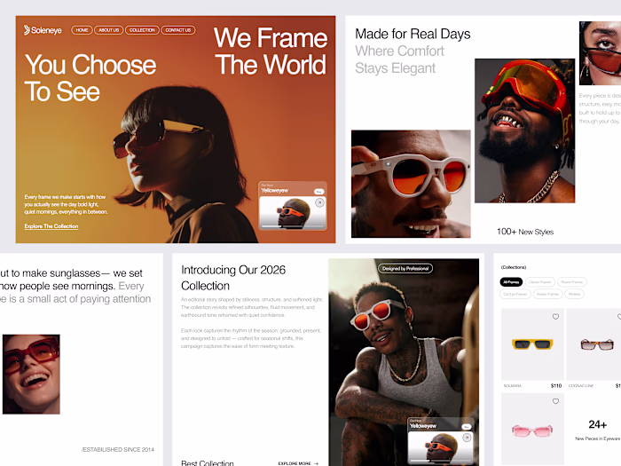 fashion eyewear landing page concept