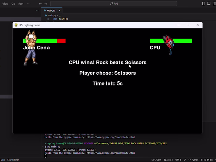 ROCK PAPER SCISSORS game development