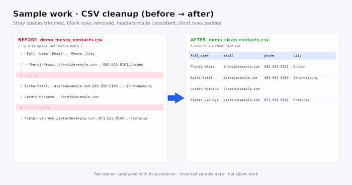 Sample work: CSV cleanup demo