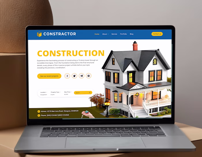 Construction website landing page design