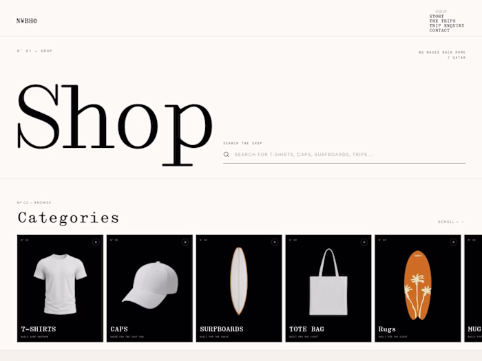The e-commerce website Nowaves Back
