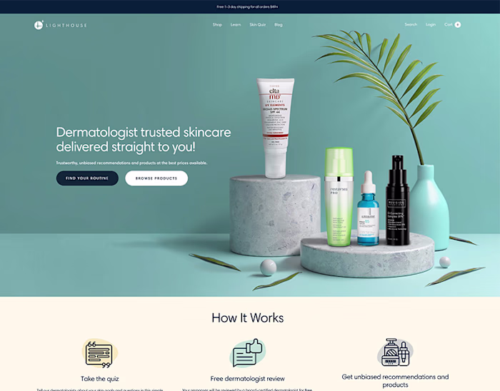 Shopify store for a beauty brand