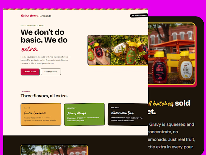 Extra Gravy Lemonade - Brand Website Design