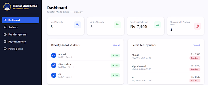 Pakistan Model School Management System is a modern, respons...