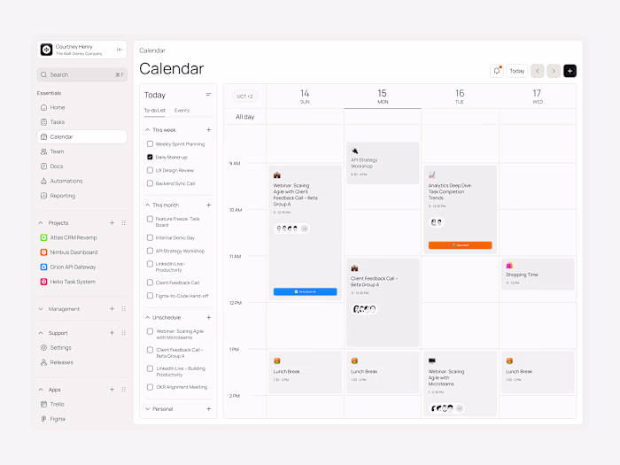 Taskory task & everything management calendar dashboard