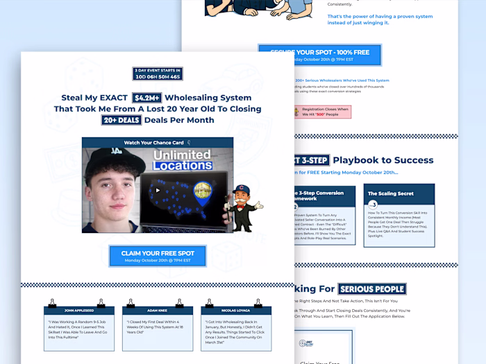 Client asked for: “A landing