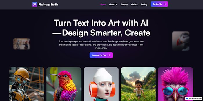 AI PixeImage Webflow Template. I’ve designed a modern, image...