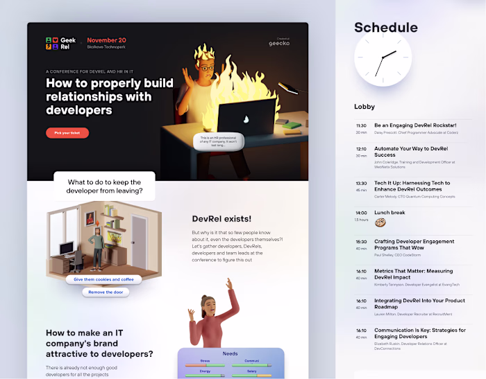 Landing Page Design for IT DevRel & HR Conference