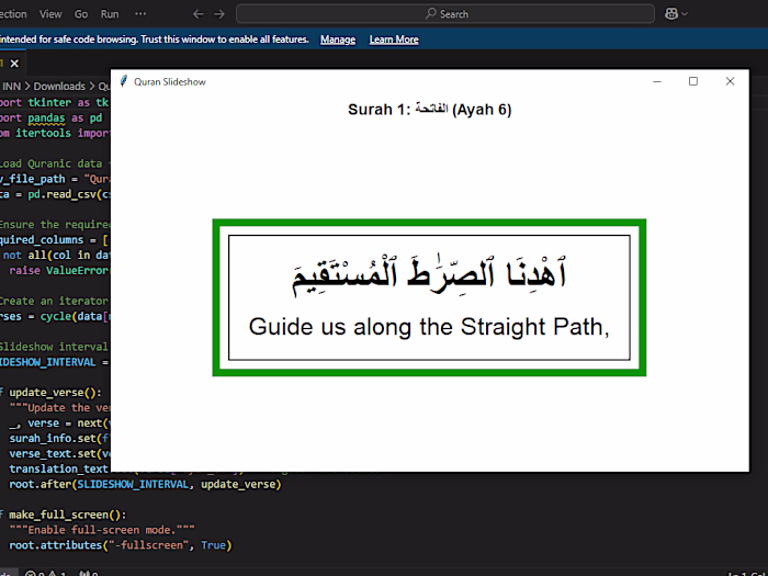 Quranic Verse Slideshow with Translation

