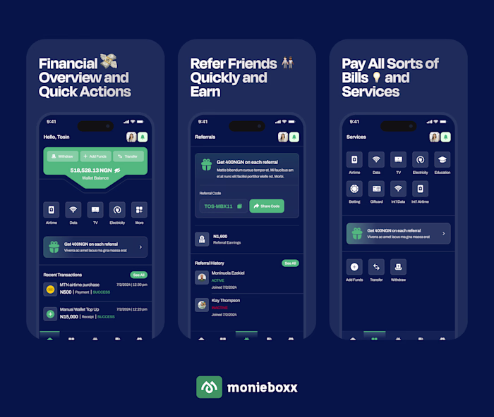 MonieBoxx - Bill Payment Mobile App