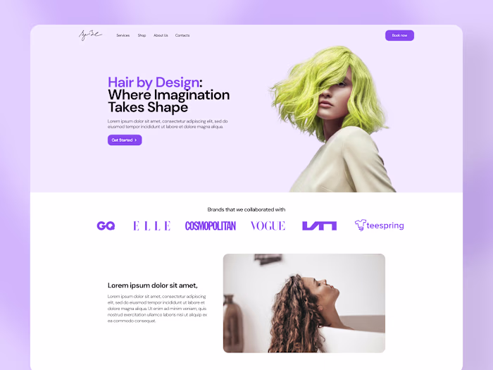 Hair Salon Hero Section Design