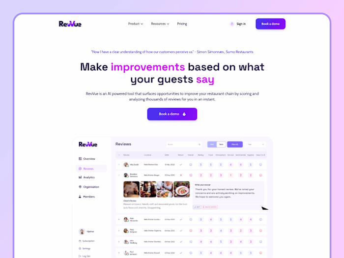 Revvue AI - Frame website design and development