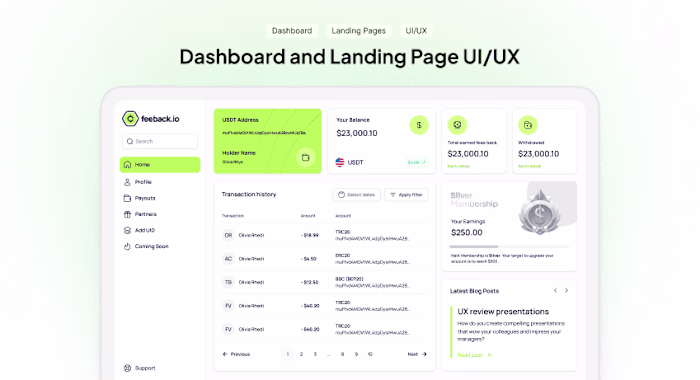 Cryptofeeback - UI Design (Dashboard and Web)