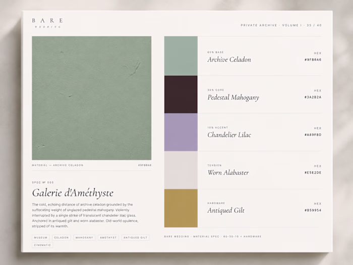 Wedding color palette archive. Prototype.