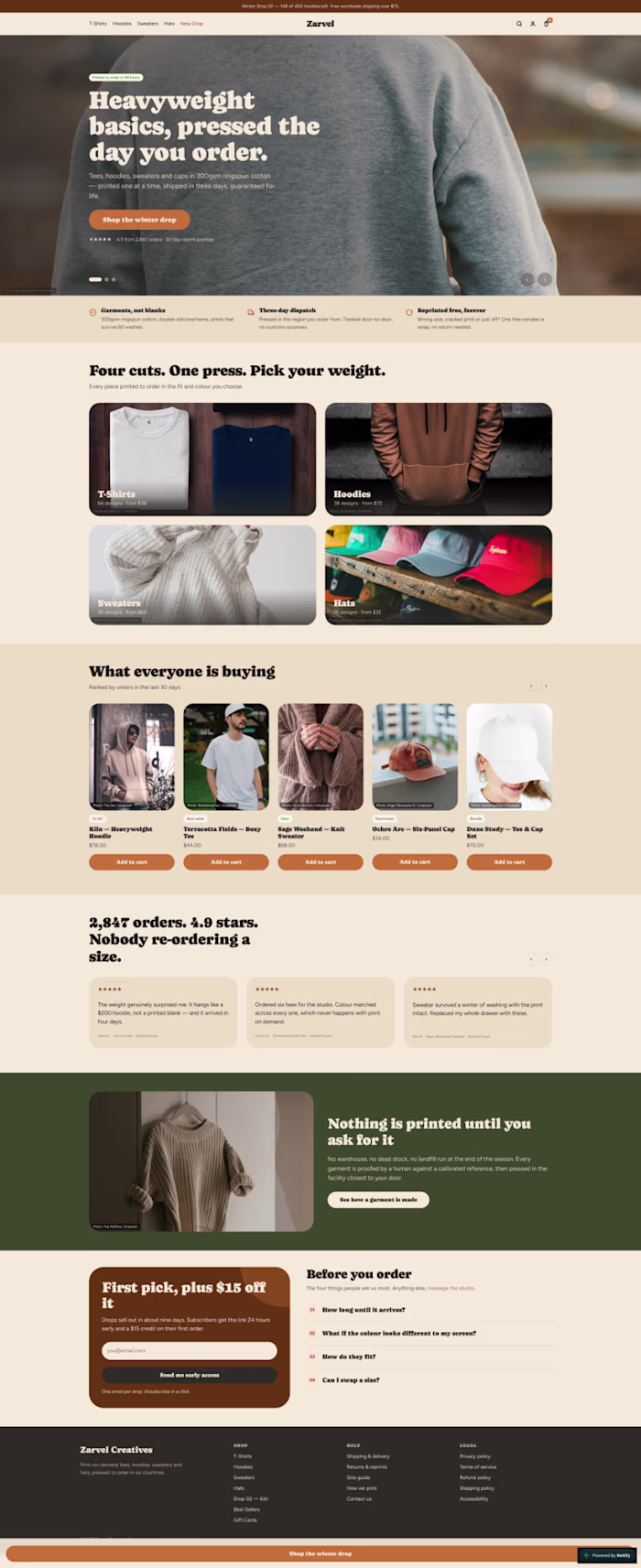 Zarvel — Apparel Ecommerce Homepage Design