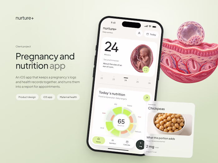 nurture+ Pregnancy and Nutrition App Design