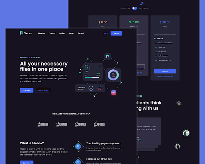 SaaS landing page (Filebox)