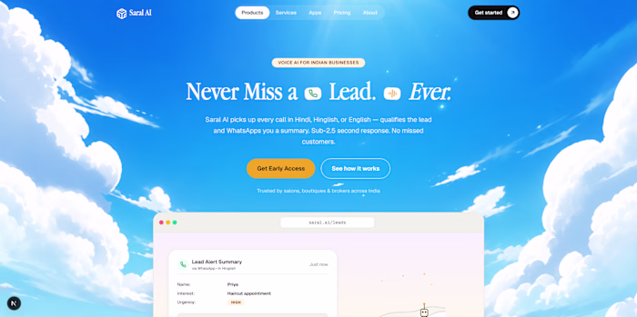 Saral AI — Voice AI Operating System for Businesses