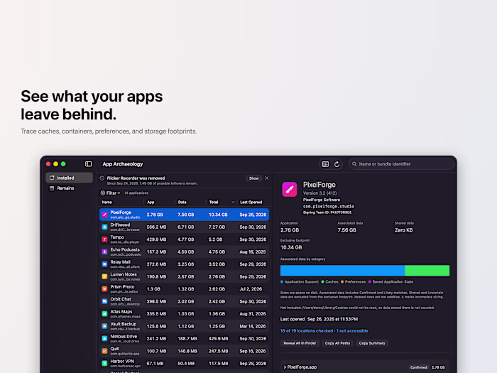 App Archaeology: a read-only storage