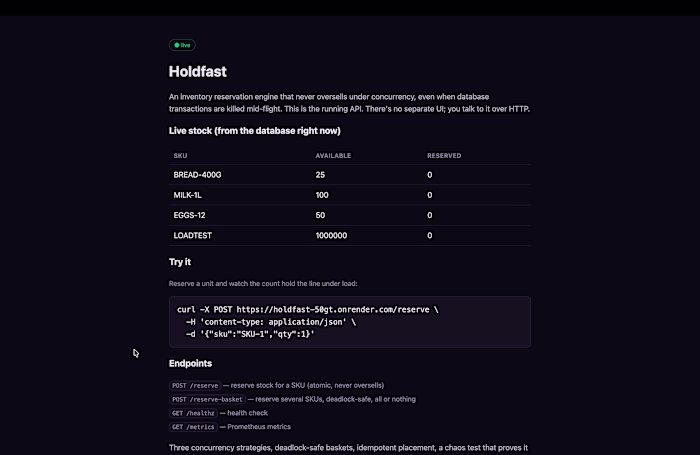 Holdfast: an inventory engine that