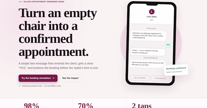 Salon AI Chatbot — No-Show Killer Demo